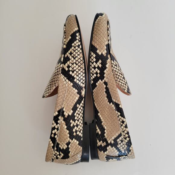 J. Crew Cecile Smoking Slippers Python Print Flat Heel Tan Women 6.5M - Picture 5 of 8